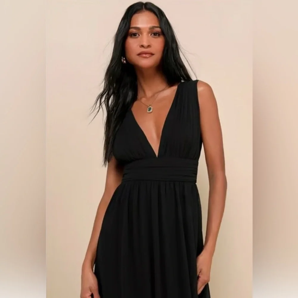 Lulu's NWT Heavenly Hues Elegant Black Backless Maxi Dress - Picture 5 of 8